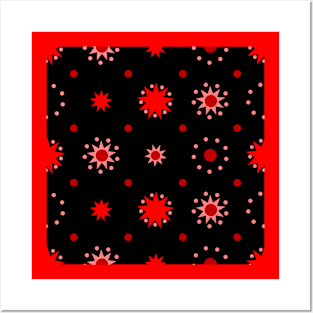 Suns and Dots Red on Black Posters and Art